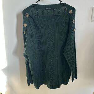 Jeanne Pierre Women’s Sweater Green With Buttons Size 1X